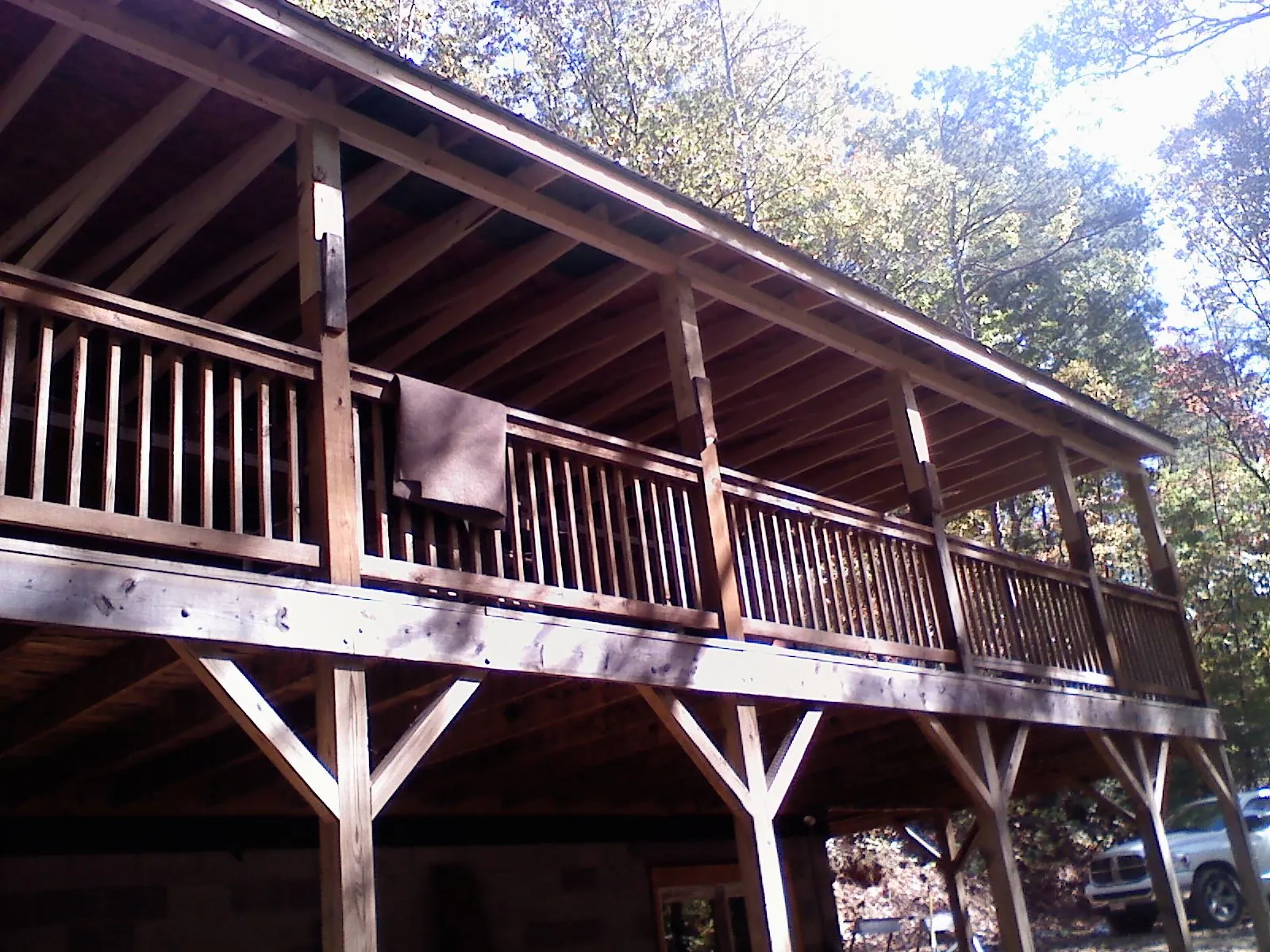 Timber framing under a new elevated porch and deck — Roof Leak Repair in Cresskill by Roofing Brothers